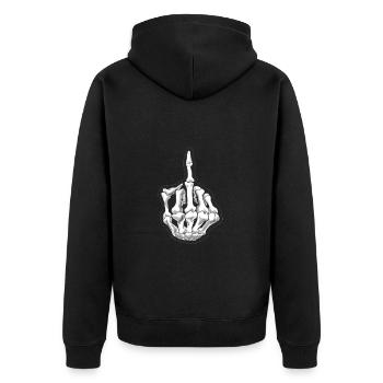 Mittelfinger Skelett - Unisex Premium Bio Zip Hoodie - Schwarz - Hinten - Nico (187cm)