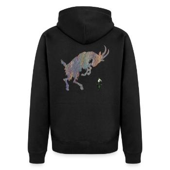 goat with snowdrop e 49 - Unisex Premium Organic Zip Hoodie - black - Back - Nico (187cm)