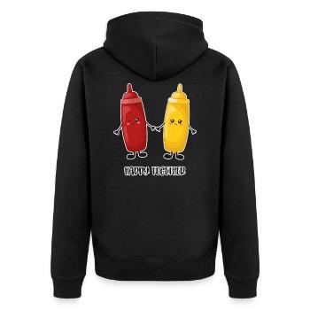 Ketchup and mustard - Unisex Premium Organic Zip Hoodie - black - Back - Nico (187cm)