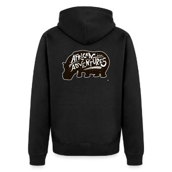 Afrika Abenteuer - Unisex Premium Bio Zip Hoodie - Schwarz - Hinten - Nico (187cm)