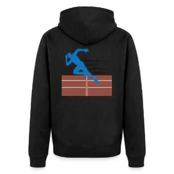 Running Man - Unisex Premium Bio Zip Hoodie - Schwarz - Hinten - Nico (187cm)