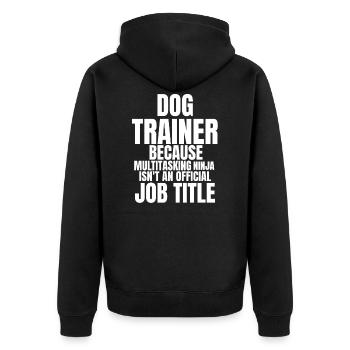 Hundetrainer - Unisex Premium Bio Zip Hoodie - Schwarz - Hinten - Nico (187cm)