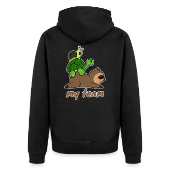 Team Slow - Unisex Premium Organic Zip Hoodie - black - Back - Nico (187cm)