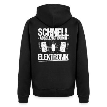 Elektroniker Elektriker Elektronik Abgelenkt - Unisex Premium Bio Zip Hoodie - Schwarz - Hinten - Nico (187cm)