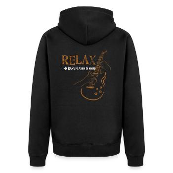 Bass player - Unisex Premium Organic Zip Hoodie - black - Back - Nico (187cm)