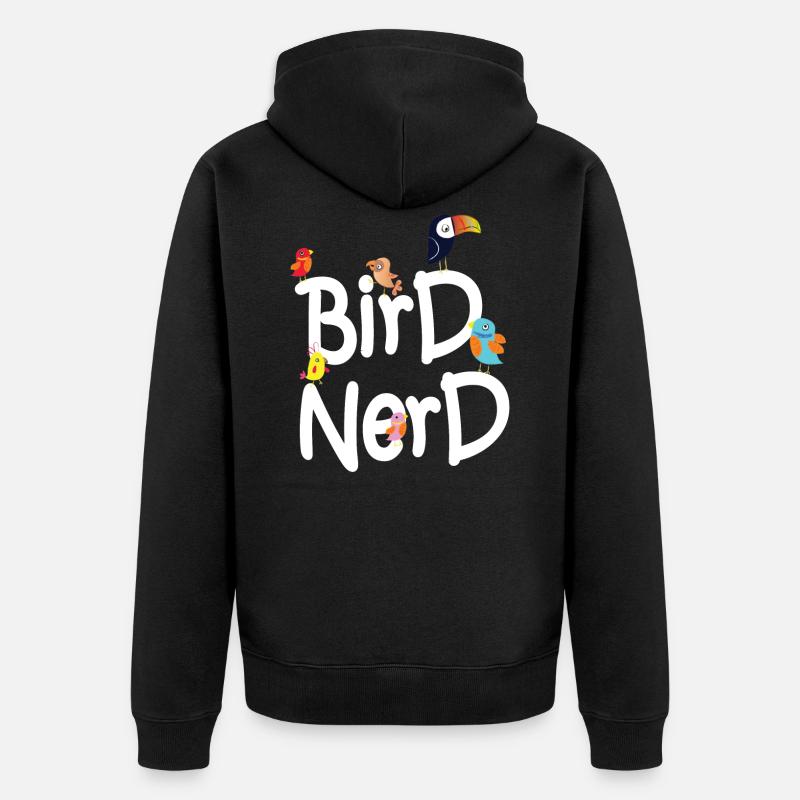 Vogel Nerd - Unisex Premium Bio Zip Hoodie - Schwarz