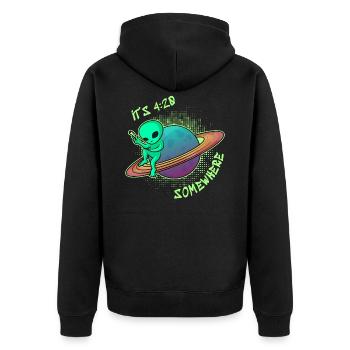 420 Kiffer Kiffen - Unisex Premium Bio Zip Hoodie - Schwarz - Hinten - Nico (187cm)