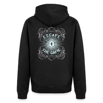 Escape the Game - for Exit Room fans (washed look) - Unisex Premium Organic Zip Hoodie - black - Back - Nico (187cm)