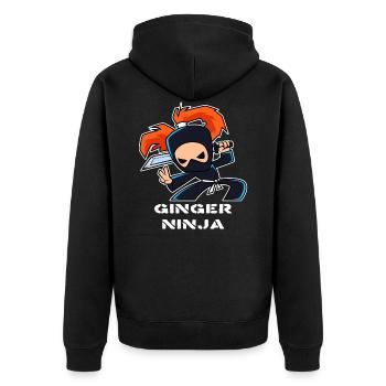 Ginger Ninja - Unisex Premium Bio Zip Hoodie - Schwarz - Hinten - Nico (187cm)