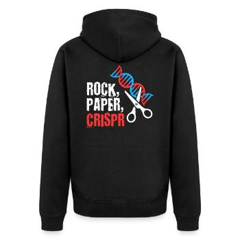 Stein Papier Crispr - Unisex Premium Bio Zip Hoodie - Schwarz - Hinten - Nico (187cm)