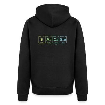 Sarcasm - Unisex Premium Organic Zip Hoodie - black - Back - Nico (187cm)