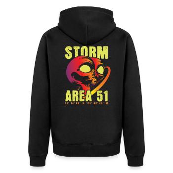 Storm Area 51 - Unisex Premium Organic Zip Hoodie - black - Back - Nico (187cm)