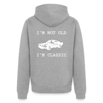 Classic Car - Veste à capuche bio Premium Unisexe - gris chiné - Dos - Nico (187cm)