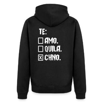 Techno - Unisex Premium Organic Zip Hoodie - black - Back - Nico (187cm)