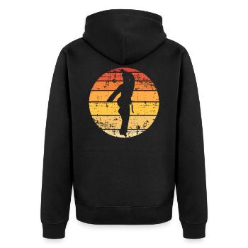 Karate - Unisex Premium Bio Zip Hoodie - Schwarz - Hinten - Nico (187cm)