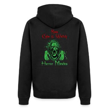 Horrorfilme - Unisex Premium Bio Zip Hoodie - Schwarz - Hinten - Nico (187cm)