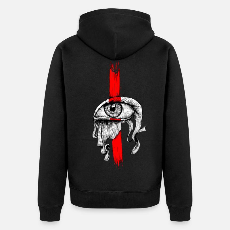 Rot eingefärbtes Auge - Unisex Premium Bio Zip Hoodie - Schwarz