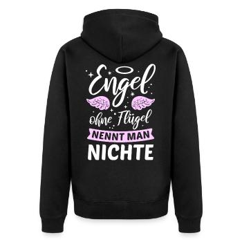 Engel ohne Flügel nennt man Nichte - Unisex Premium Bio Zip Hoodie - Schwarz - Hinten - Nico (187cm)
