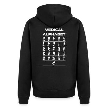 Alphabet médical - Veste à capuche bio Premium Unisexe - noir - Dos - Nico (187cm)