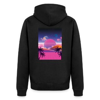 Vaporwave Beach - Veste à capuche bio Premium Unisexe - noir - Dos - Nico (187cm)