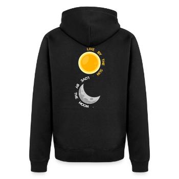 Sonne Und Mond - Unisex Premium Bio Zip Hoodie - Schwarz - Hinten - Nico (187cm)