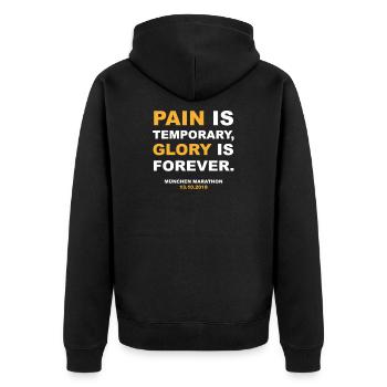 München Marathon 2019 Finisher Shirt Lauf Läufer - Unisex Premium Bio Zip Hoodie - Schwarz - Hinten - Nico (187cm)