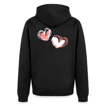 Two heart forms - Unisex Premium Organic Zip Hoodie - black - Back - Nico (187cm)