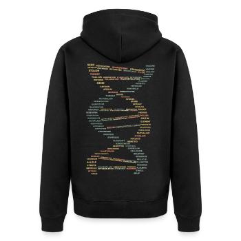 DNA Evolution Medizin - Unisex Premium Bio Zip Hoodie - Schwarz - Hinten - Nico (187cm)