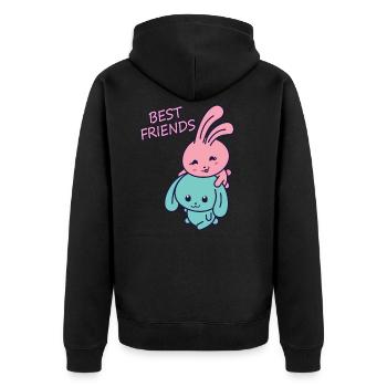 Best friends - Unisex Premium Organic Zip Hoodie - black - Back - Nico (187cm)