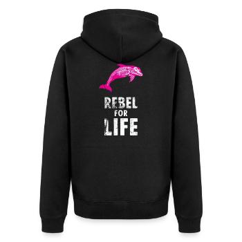 extinction rebelle juste rebelle - Veste à capuche bio Premium Unisexe - noir - Dos - Nico (187cm)