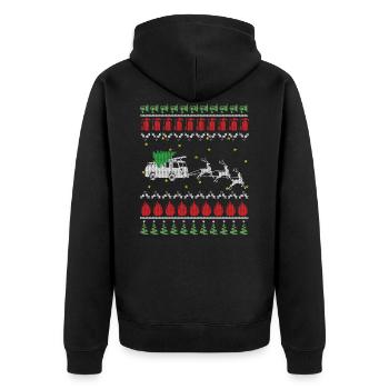 Ugly Christmas Fire Department - Unisex Premium Organic Zip Hoodie - black - Back - Nico (187cm)