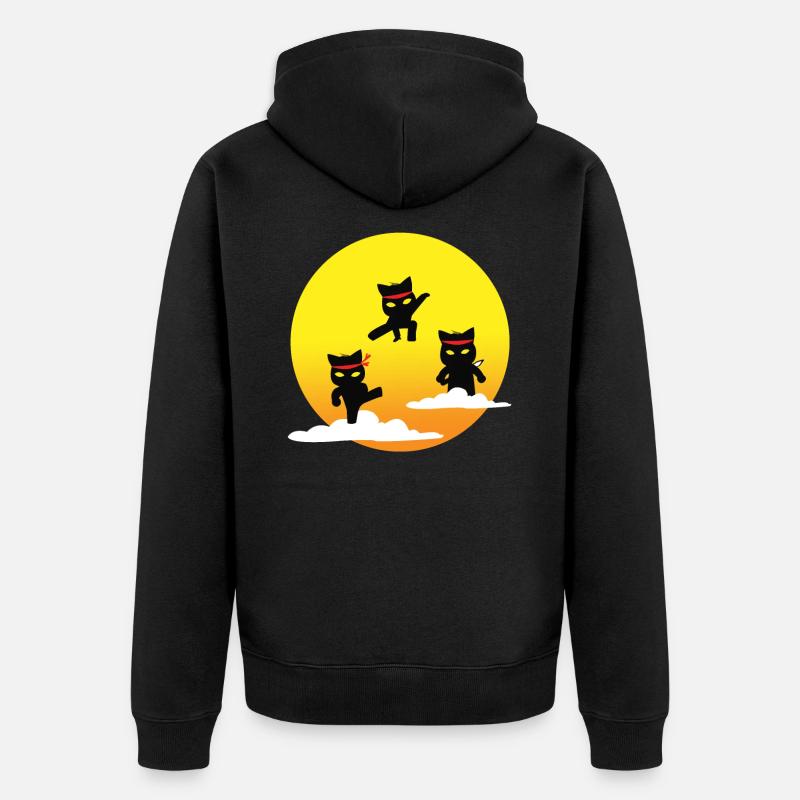 Chats Ninja - Veste à capuche bio Premium Unisexe - noir