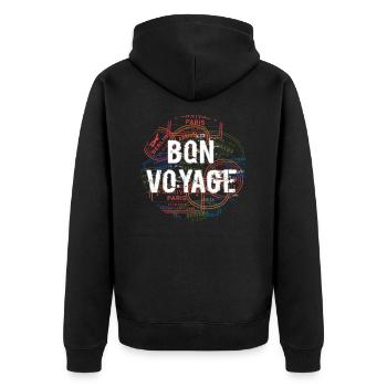 Bon Voyage - Unisex Premium Bio Zip Hoodie - Schwarz - Hinten - Nico (187cm)