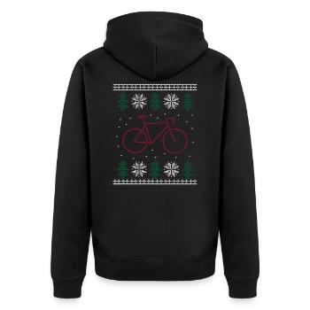 Ugly Christmas Road Bike Bicycle - Unisex Premium Organic Zip Hoodie - black - Back - Nico (187cm)