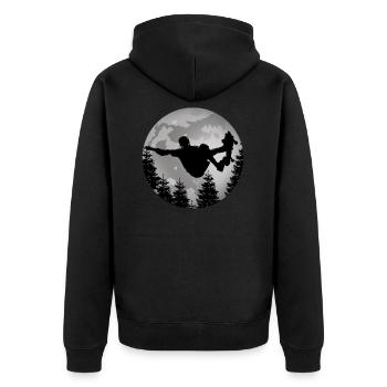 Skateboard - Unisex Premium Bio Zip Hoodie - Schwarz - Hinten - Nico (187cm)