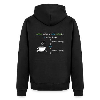 Kaffee Programmierer - Unisex Premium Bio Zip Hoodie - Schwarz - Hinten - Nico (187cm)