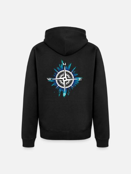 Compass explorer journey - Unisex Premium Organic Zip Hoodie - black