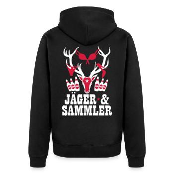 66 Hirsch Jäger und Sammler Bier Party Sex Spaß - Unisex Premium Bio Zip Hoodie - Schwarz - Hinten - Nico (187cm)