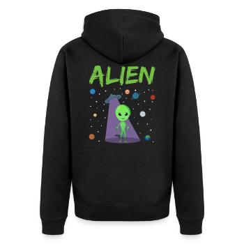 Alien - Unisex Premium Bio Zip Hoodie - Schwarz - Hinten - Nico (187cm)