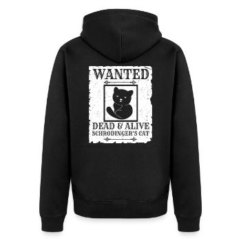 Schrödingers Katze - Unisex Premium Bio Zip Hoodie - Schwarz - Hinten - Nico (187cm)