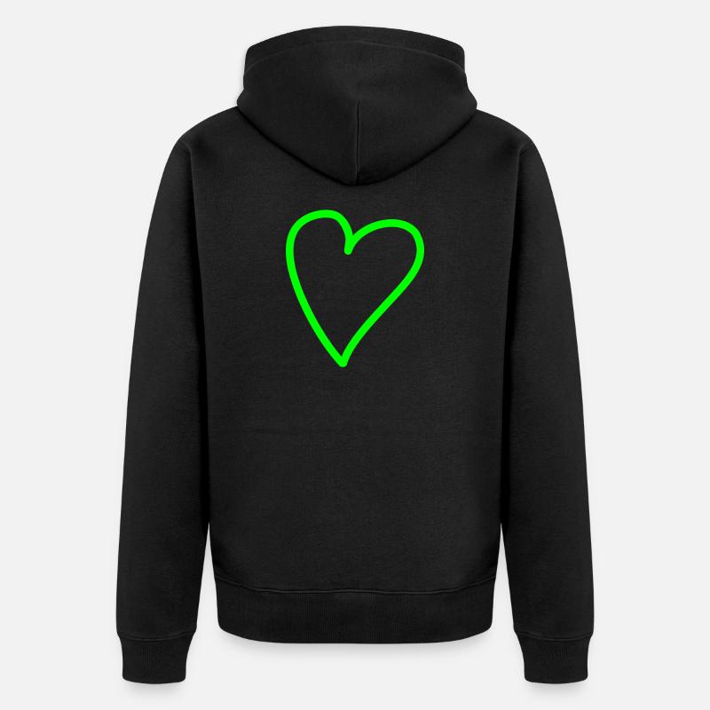 Coeur à main levée vert - Veste à capuche bio Premium Unisexe - noir