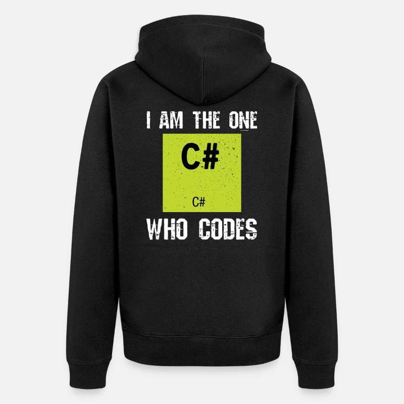 Programming C # Codes - Unisex Premium Organic Zip Hoodie - black