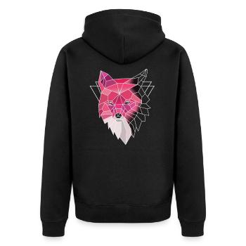 Pinker Fuchs - Unisex Premium Bio Zip Hoodie - Schwarz - Hinten - Nico (187cm)