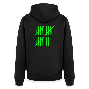 Strichliste 17 Jahre 17 Monate 17 Wochen - Unisex Premium Bio Zip Hoodie - Schwarz - Hinten - Nico (187cm)