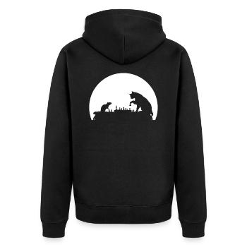 Cat And Rat Play Chess - Unisex Premium Organic Zip Hoodie - black - Back - Nico (187cm)