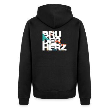 Bruderherz Bester Bruder der Welt Geschenkidee - Unisex Premium Bio Zip Hoodie - Schwarz - Hinten - Nico (187cm)