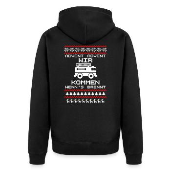 Advent Feuerwehr Lustig - Unisex Premium Bio Zip Hoodie - Schwarz - Hinten - Nico (187cm)
