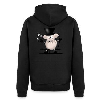 Cochon bonne chance Félicitations Nouvel An - Veste à capuche bio Premium Unisexe - noir - Dos - Nico (187cm)