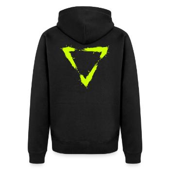 Symbol Dreieck Bürste Design Neu Gelb - Unisex Premium Bio Zip Hoodie - Schwarz - Hinten - Nico (187cm)
