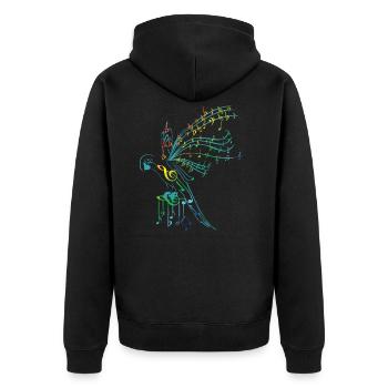Bird of music - Unisex Premium Organic Zip Hoodie - black - Back - Nico (187cm)